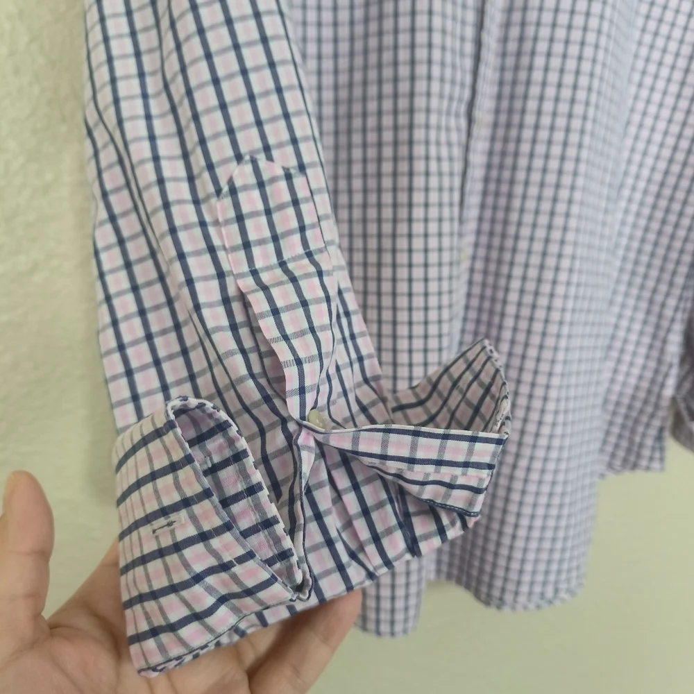 POLO RALPH LAUREN Men's Dress Shirt Long Sleeve 15 1/2-34 Pink/Blue Plaid Button